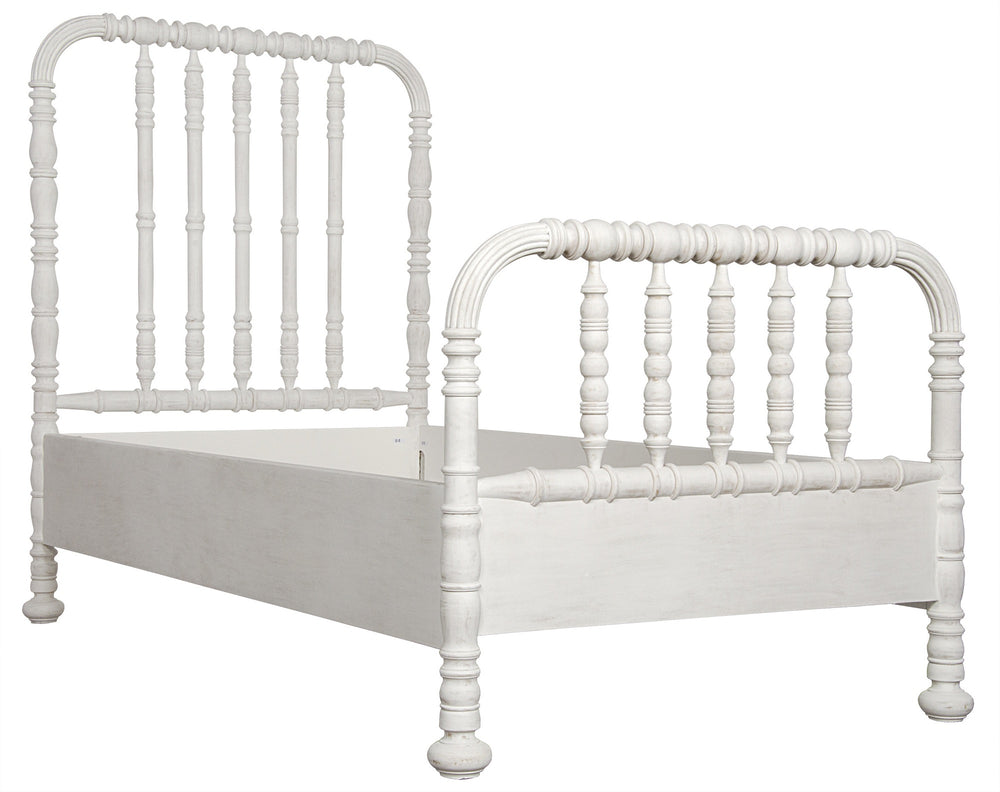 Bachelor Queen Bed in Mahogany with White Wash Finish