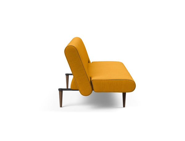 UNFURL SOFA BED in ELEGANCE BURNED CURRY FABRIC WITH Dark Wood LEGS 507