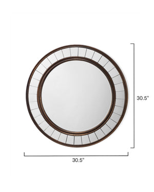 Coltrane Wood Round Wall Mirror, Antique Bronze