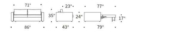 NEAH SOFA BED W/STANDARD ARM RESTS, 71"X77"