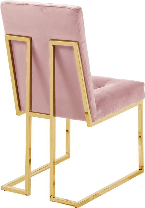Benny Dining Chair In Pink Velvet