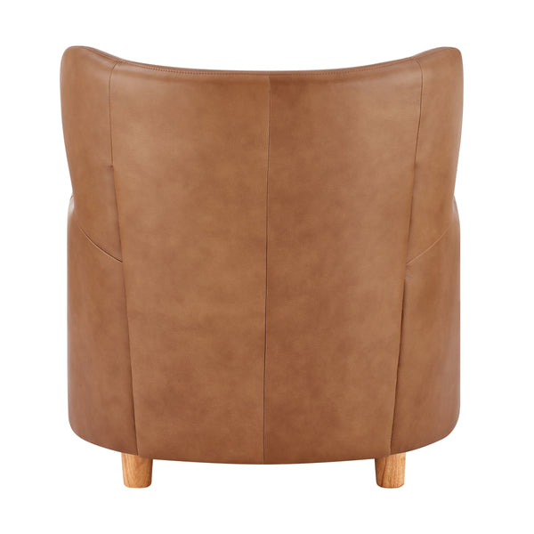 Tiffany KD Top Grain Leather Accent Arm Chair, Garrett Caramel