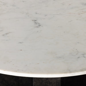 Terrell Round Coffee Table In Plsh White