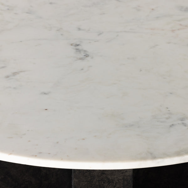 Terrell Round Coffee Table In Plsh White