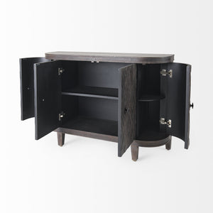 Lennon 47.2L x 15.0W x 33.1H Dark Brown Fir Veneer 4 Door Demilune Cabinet