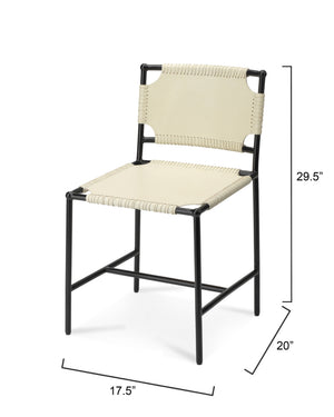 Asher Leather Dining Chair, White