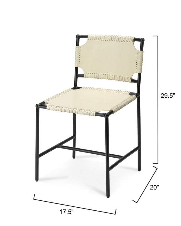 Asher Leather Dining Chair, White
