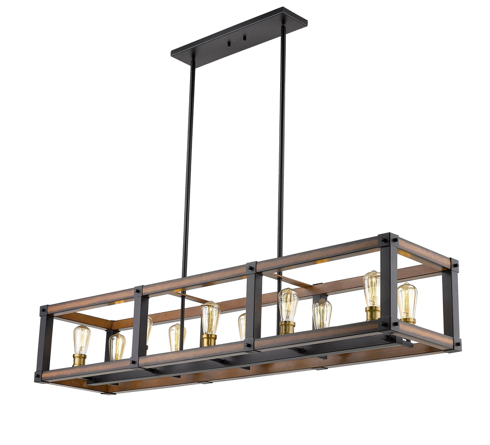 Kirkland 10 Light Island/Billiard in Rustic Mahogany Finish