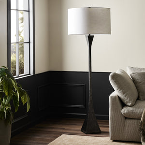 Tapered Forged Floor Lamp in Forged Black