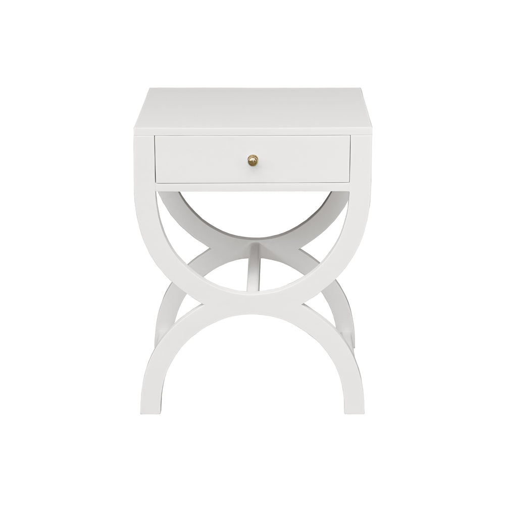 ONE DRAWER SIDE TABLE IN WHITE LACQUER