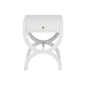 ONE DRAWER SIDE TABLE IN WHITE LACQUER