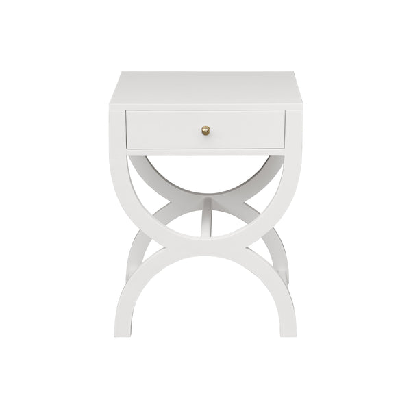 ONE DRAWER SIDE TABLE IN WHITE LACQUER
