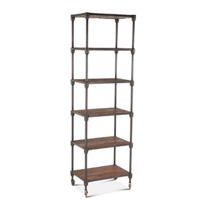 Industrial Teak 25-Inch Wide Industrial Bookshelf