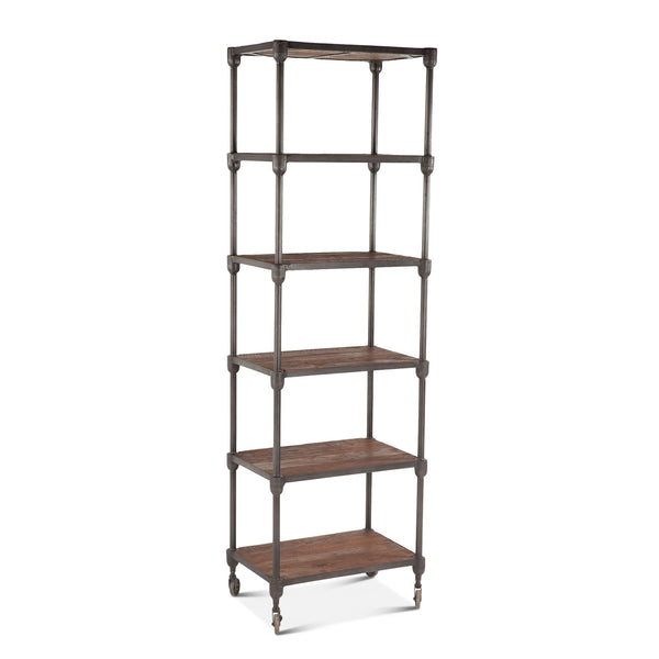 Industrial Teak 25-Inch Wide Industrial Bookshelf