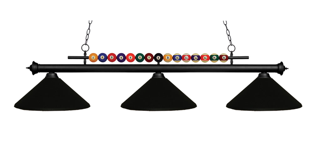 Shark 3 Light Billiard Light in Matte Black Finish