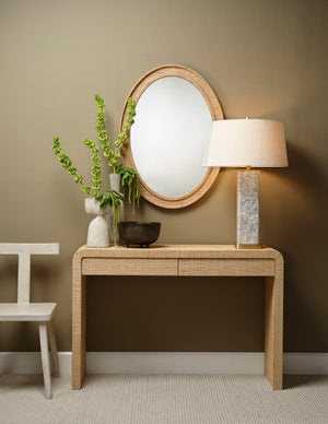Valley Raffia Oval Wall Mirror, Natural