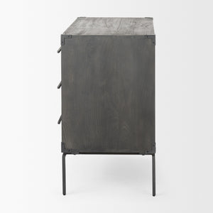 Ward 34L x 18W Brown Wood and Iron 3 Drawer Accent Cabinet