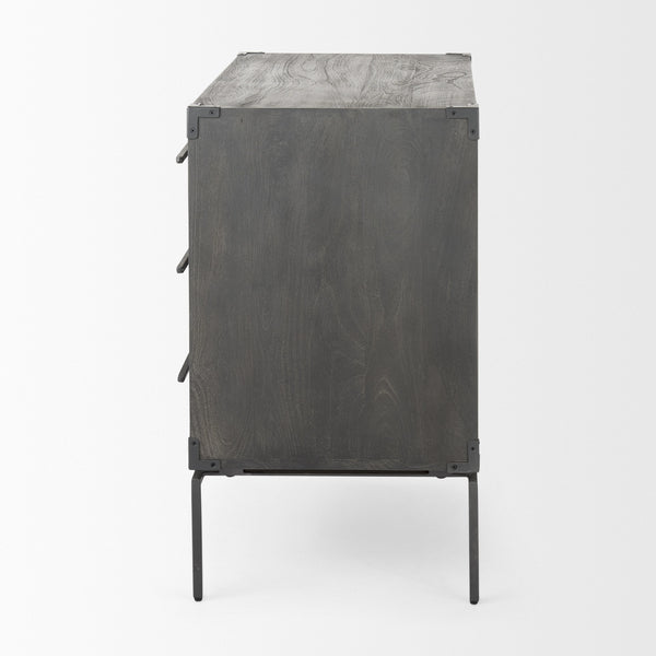 Ward 34L x 18W Brown Wood and Iron 3 Drawer Accent Cabinet