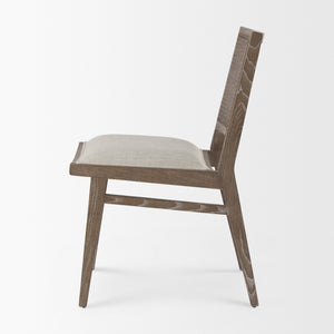 Wynn 20.5L x 24.6W x 34.1H Cream Upholstered Fabric W/Brown Wood Dining Chair