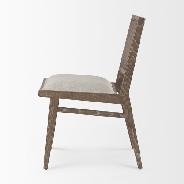 Wynn 20.5L x 24.6W x 34.1H Cream Upholstered Fabric W/Brown Wood Dining Chair