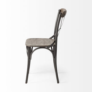 Etienne I Brown Solid Wood Seat Grey Iron Frame Dining Chair