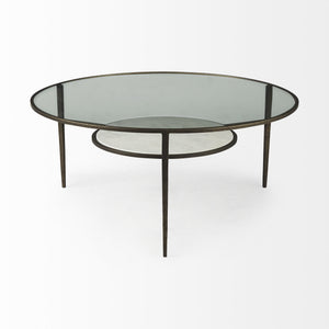 Felicity 36.0L x 36.0W x 16.0H Marble Top W/Iron Frame Coffee Table