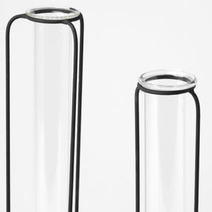 Beeker Set Of Three Black Metal Test Tube Style Vases