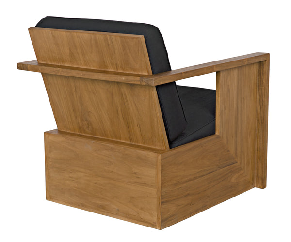 Ungaro Teak Armchair with Gloss Finish and Black Cotton Upholstery