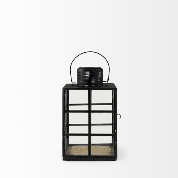 Gamfield  6.1L x 6.1W x 10.6H Small Black Metal and Glass Lantern