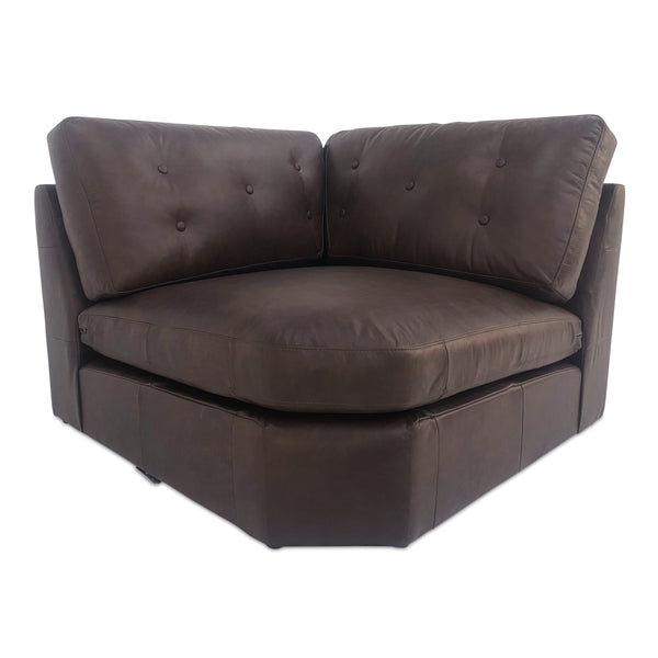 Moe's Thurlow Espresso Brown Leather Corner Chair