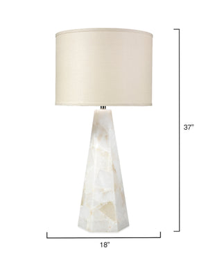 Borealix Alabaster Hexagon Table Lamp with Linen Shade