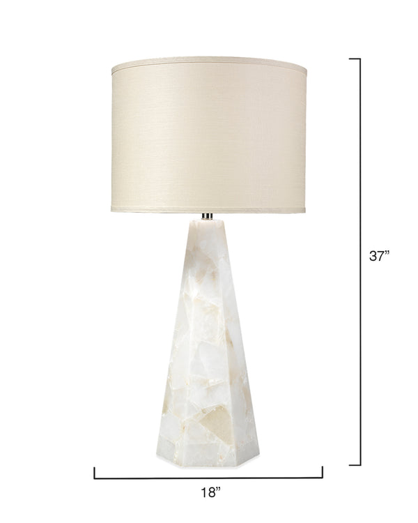 Borealix Alabaster Hexagon Table Lamp with Linen Shade