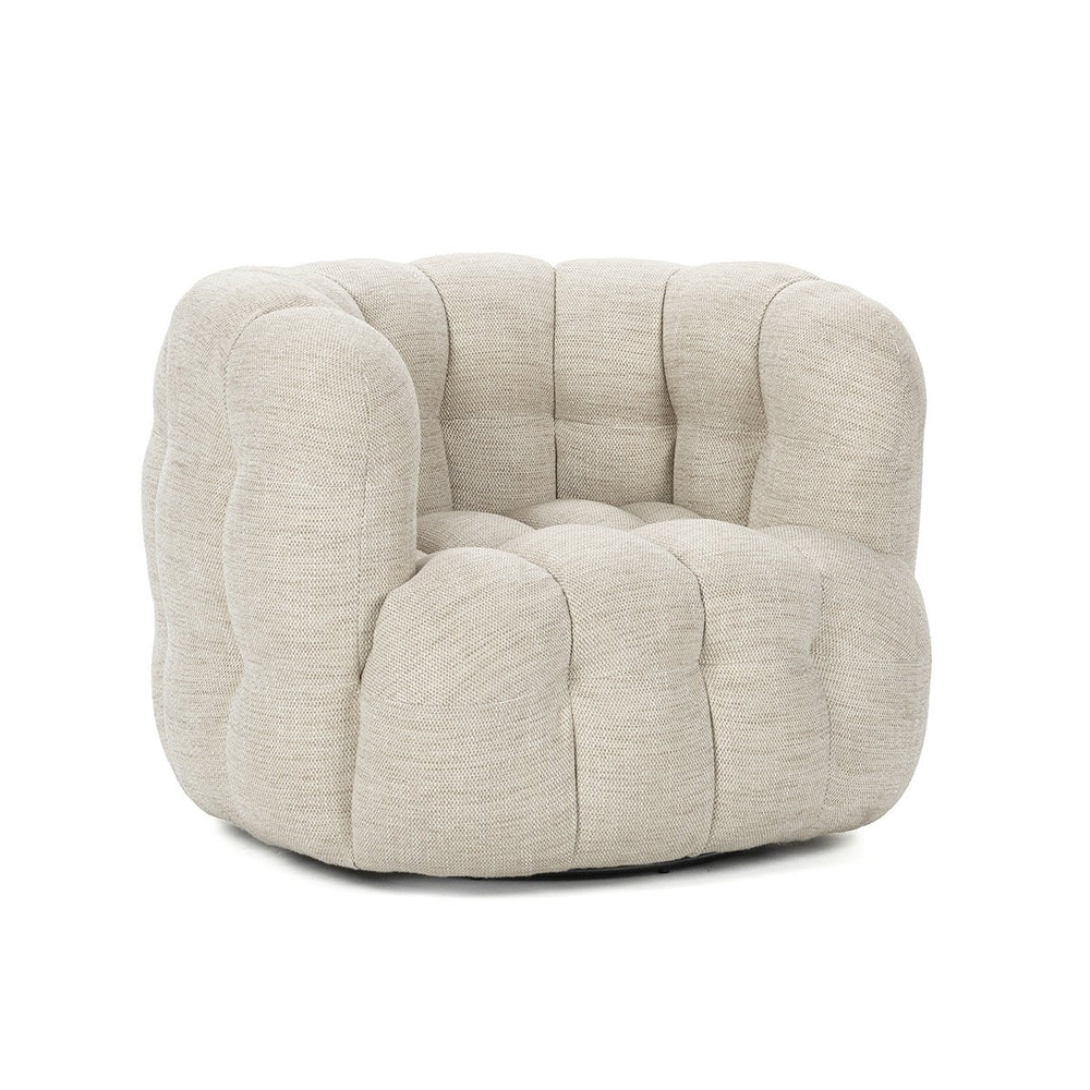 Walter Swivel Chair with Biscuit Tufting - Flax