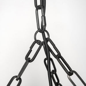 Liam I 32x30 Black Wooden Bead Bowl-Style Four Bulb Chandelier