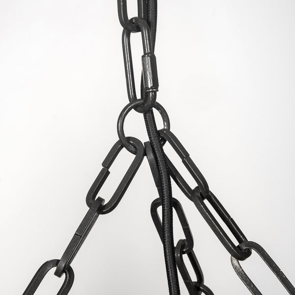Liam I 32x30 Black Wooden Bead Bowl-Style Four Bulb Chandelier