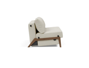 CUBED FULL SOFA BED in MIXED DANCE NATURAL FABRIC WITH Dark Wood LEGS 527