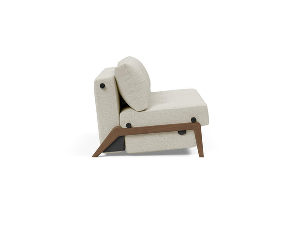 CUBED FULL SOFA BED in MIXED DANCE NATURAL FABRIC WITH Dark Wood LEGS 527