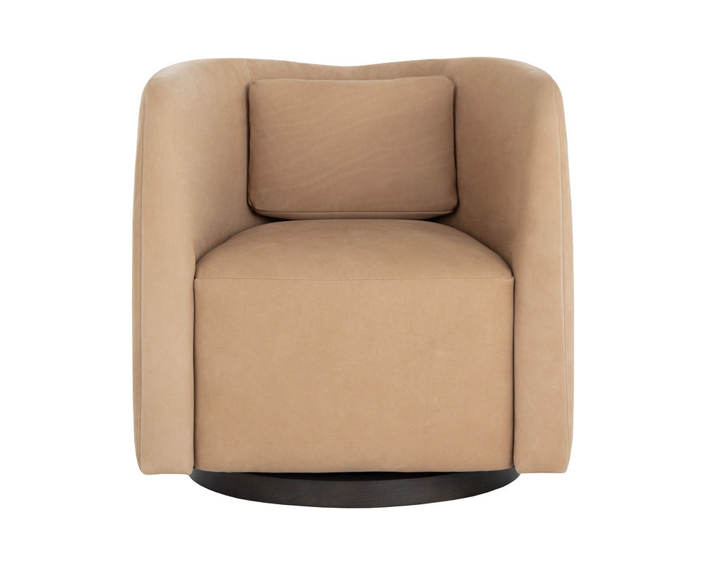 EMILIE SWIVEL LOUNGE CHAIR - NUBUCK TAN LEATHER