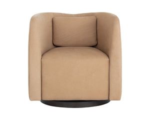 EMILIE SWIVEL LOUNGE CHAIR - NUBUCK TAN LEATHER