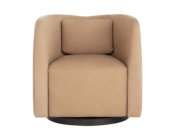 EMILIE SWIVEL LOUNGE CHAIR - NUBUCK TAN LEATHER