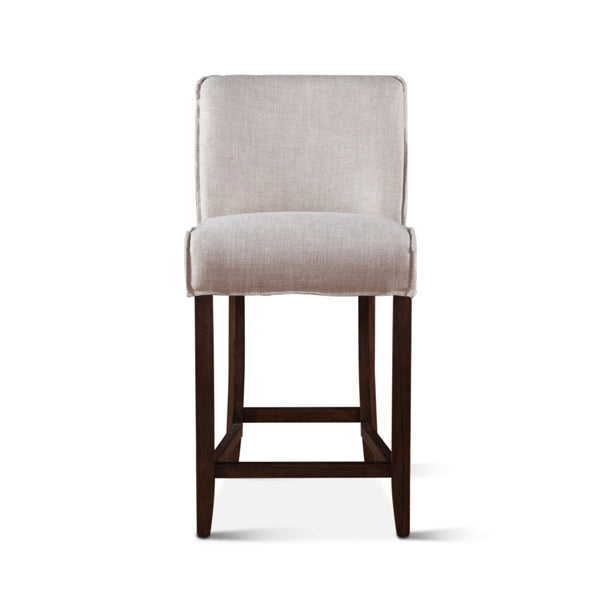 Buddy 20" Off-White Linen Counter Chair, Dark Legs