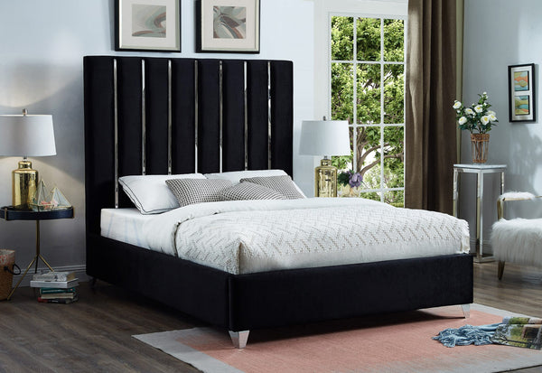 Donnie Full Bed In Black Velvet