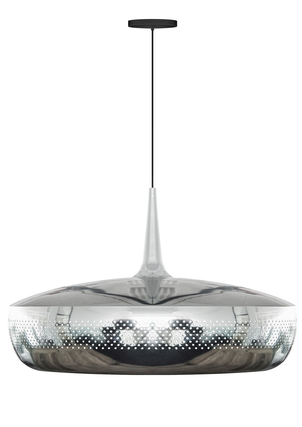 Clava Dine Hardwired Pendant in Steel with Black Cord