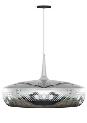 Clava Dine Hardwired Pendant in Steel with Black Cord