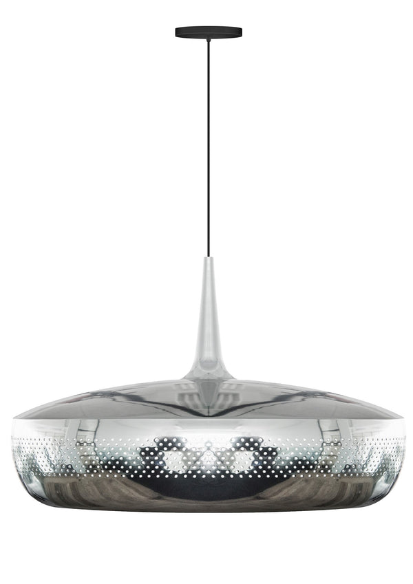 Clava Dine Hardwired Pendant in Steel with Black Cord