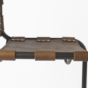 Berbick 20.5 x 24.75 x 39 Medium Brown Leather W/ Iron Frame Counter Stool