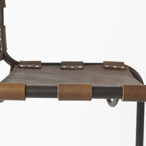Berbick 20.5 x 24.75 x 39 Medium Brown Leather W/ Iron Frame Counter Stool
