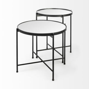 Samantha (Small) Black Mirror Top  Accent Table