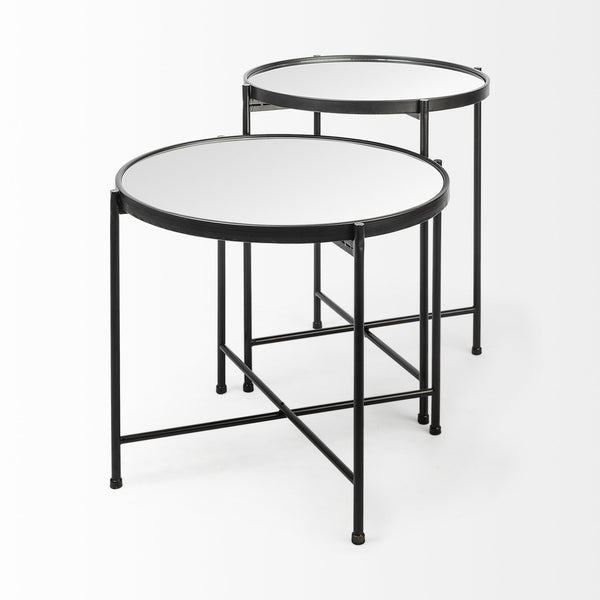 Samantha (Small) Black Mirror Top  Accent Table