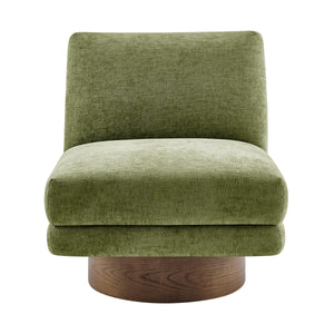 Zenda Chenille Swivel Accent Chair w/ Wooden Base, Millburry Green